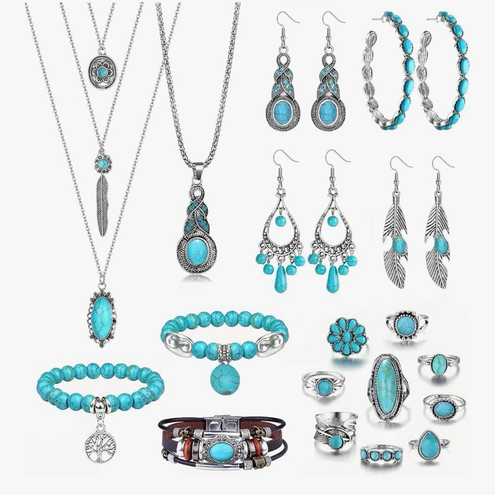 Turquoise and Silver Jewelry Set - Picture 3 of 5